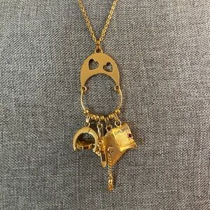 Monet Gold Tone Charm Necklace | Adjustable Charm Holder | 22” Chain | Vintage